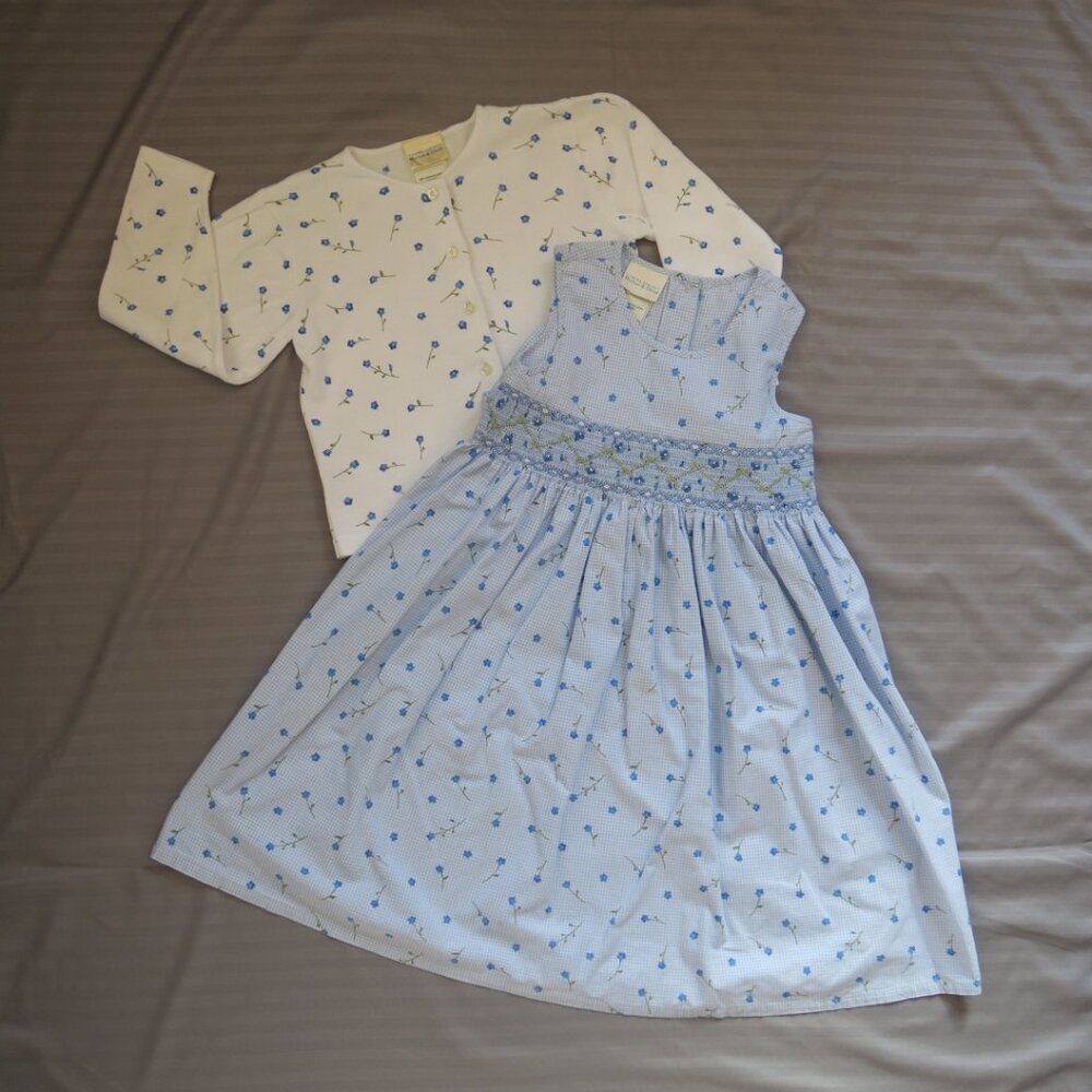 Laura Ashley Girls Floral Dress & Matching Sweater Size 6 & 6/7